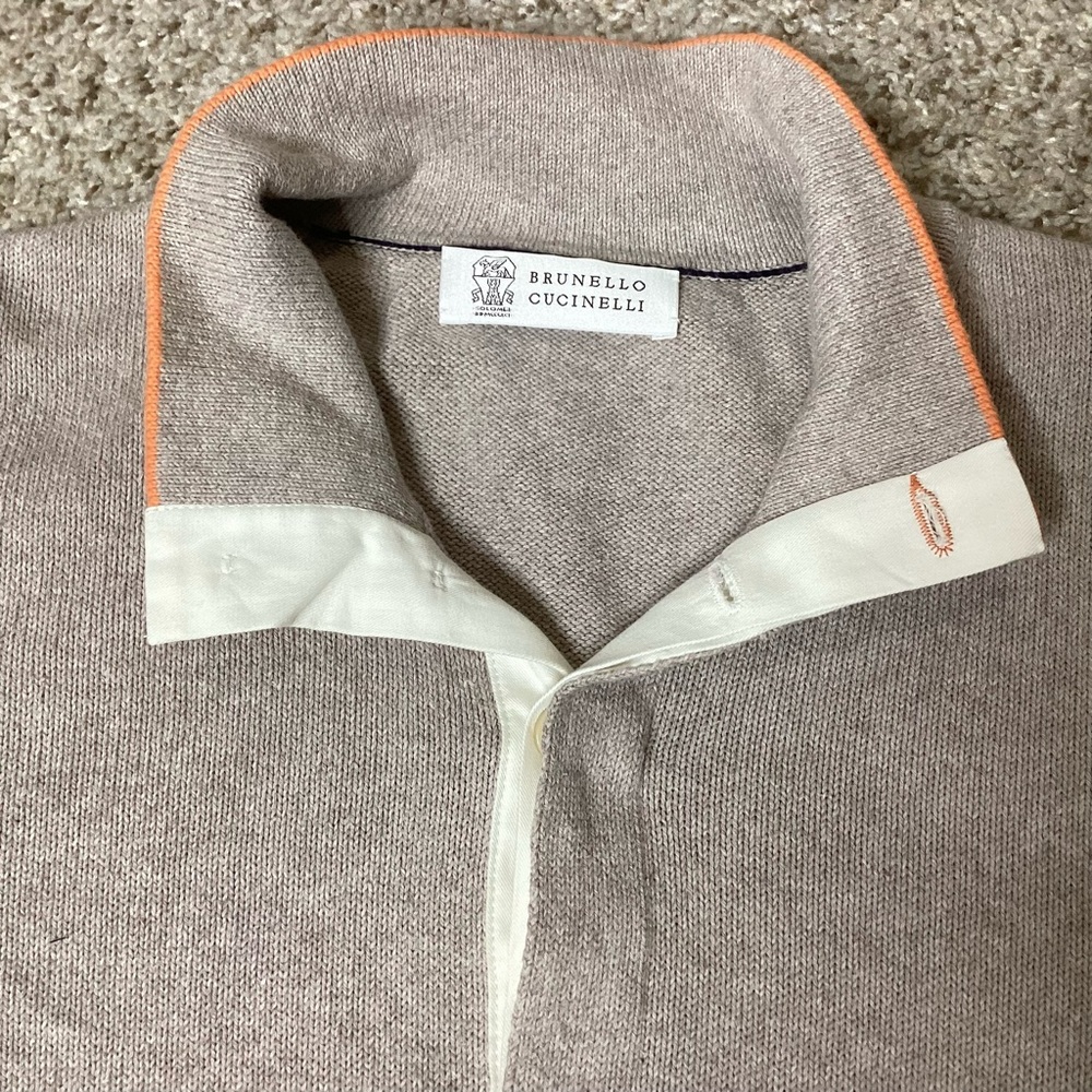 Brunello Cuchinelli Cotton Pullover Sweater Tan Sz 58 (XL) - Picture 3 of 7